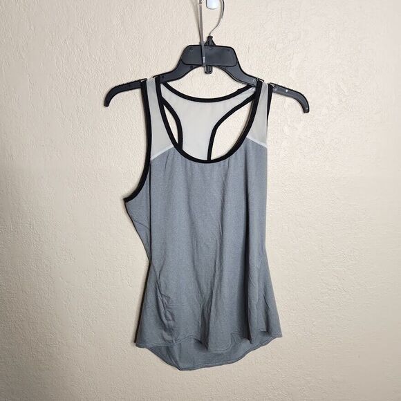 Athleta Tank Top Women's Small Gray Polyester Stretch Scoop Neck Racerback - Picture 1 of 6
